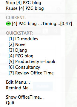 timer button dropdown menu