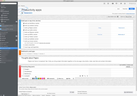Pagico's project view.