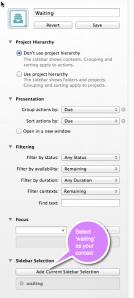 Setting up a 'Waiting for' perspective in Omnifocus 2.